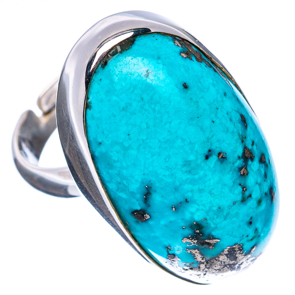 Premium Persian Turquoise Ring Size 6 Adjustable (.925 Sterling Silver)