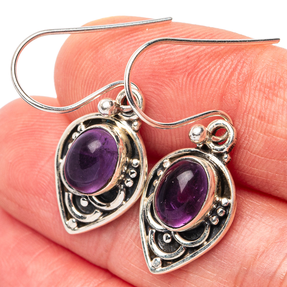 Amethyst Earrings 1 1/4" (925 Sterling Silver) E3135