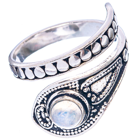 Rainbow Moonstone Dainty Ring Size 7 Adjustable (925 Sterling Silver) R5232