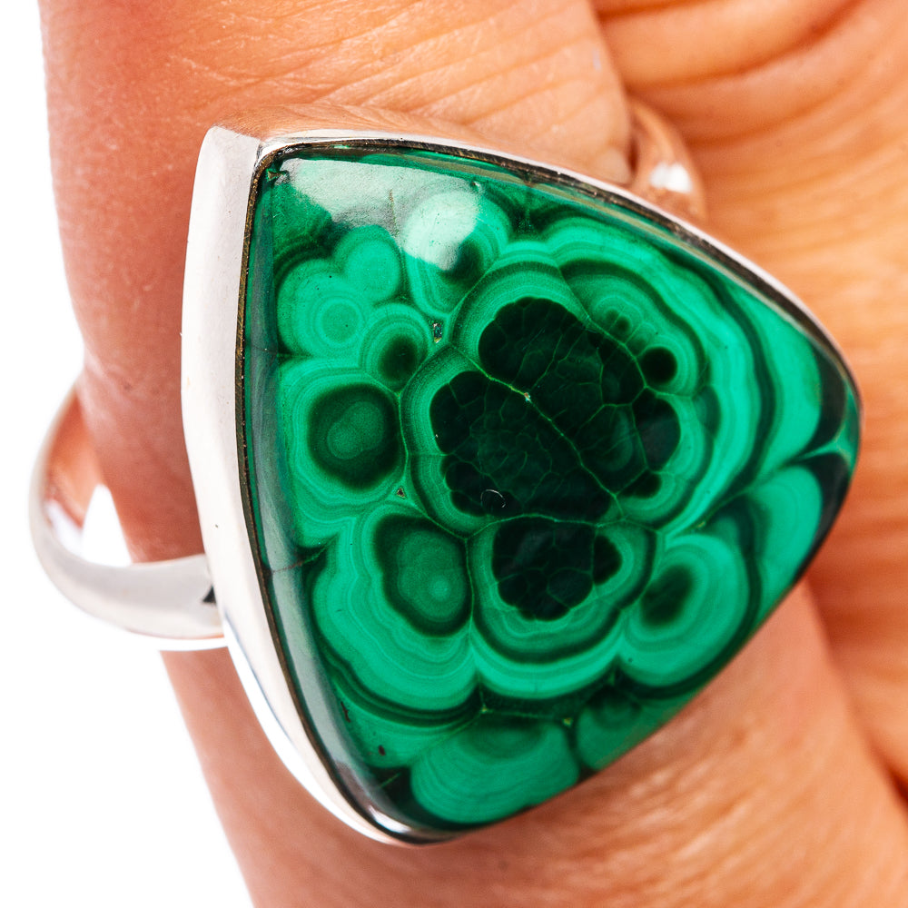 Premium Malachite Ring Size 10 Adjustable (.925 Sterling Silver)
