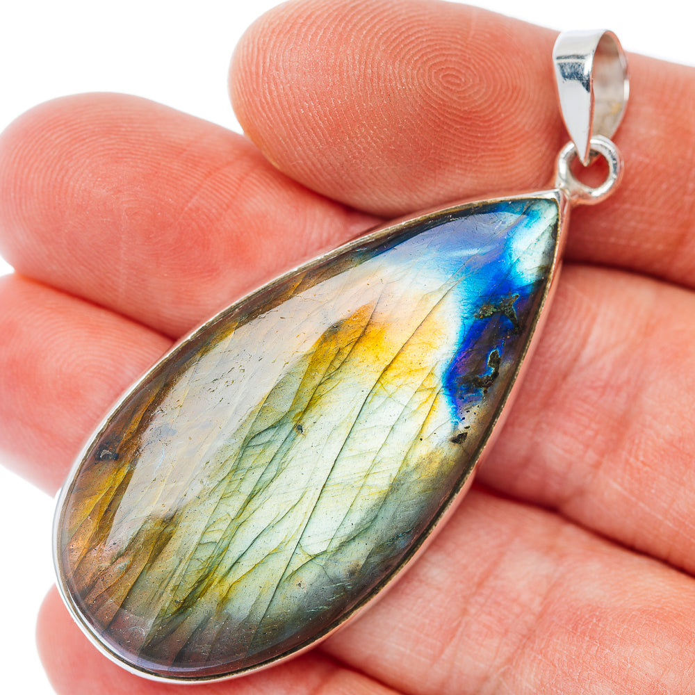 Premium Spectrolite Pendant 2 1/4" (.925 Sterling Silver)