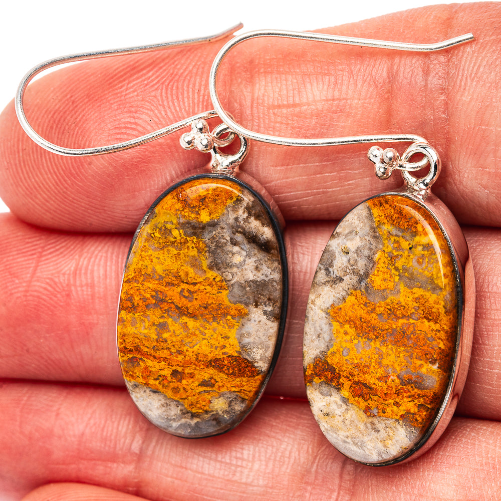 Premium Bumblebee Jasper Earrings 1 3/4" (.925 Sterling Silver)