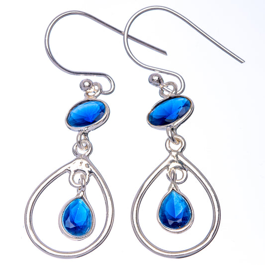 Blue Quartz Dainty Earrings 1 5/8" (925 Sterling Silver) E2064