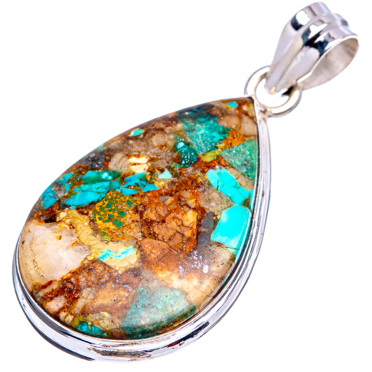 Turquoise spiny oyster teardrop pendant with .925 silver bail
