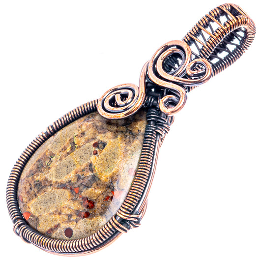 Peanut obsidian wire wrap pendant in oxidized copper, oval dark stone with wire bail