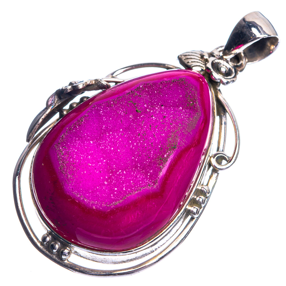 Pink Agate Druzy Pendant 1 3/4" (925 Sterling Silver) P39060