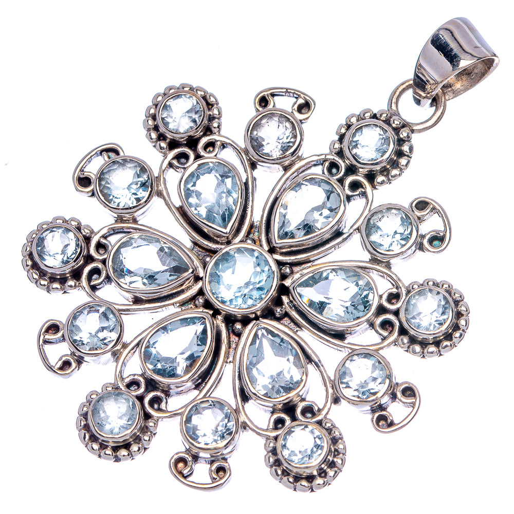 Blue Topaz 2 1/8" Pendant (925 Sterling Silver) P40015