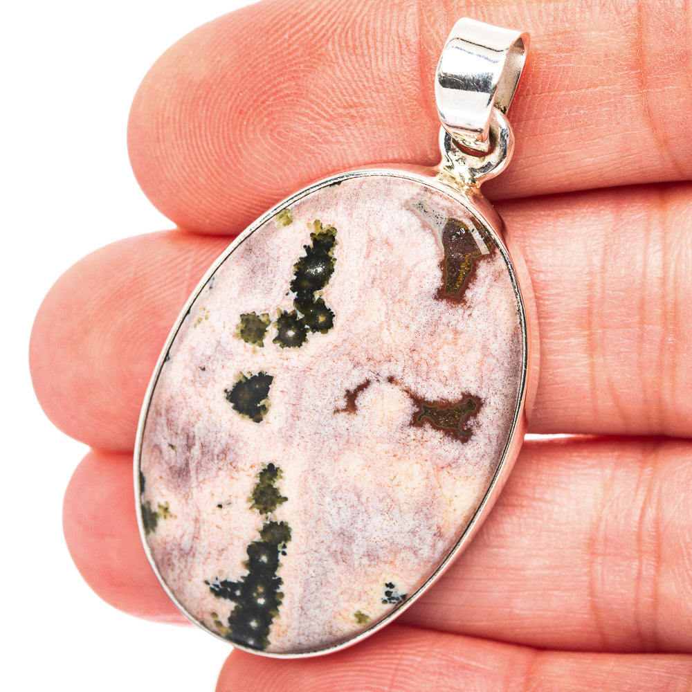 Porcelain Jasper Pendant 1 3/4" (.925 Sterling Silver)