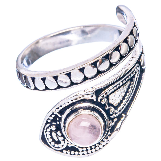 Rose Quartz Dainty Ring Size 7 Adjustable (925 Sterling Silver) R5227