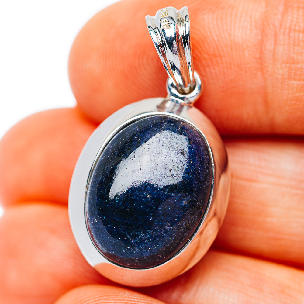 Ruby / Sapphire Reversible Pendant 1 3/8" (.925 Sterling Silver)