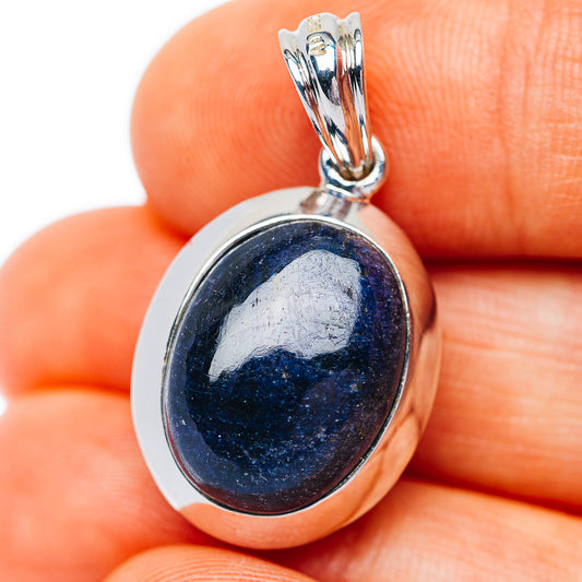 Ruby / Sapphire Reversible Pendant 1 3/8" (.925 Sterling Silver)
