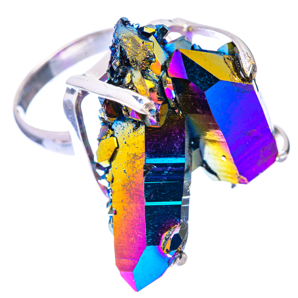 Large Titanium Sunshine Druzy Ring Size 8.5 (925 Sterling Silver) R141357
