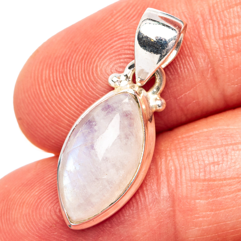 Rainbow Moonstone Pendant 1 1/8" (.925 Sterling Silver)