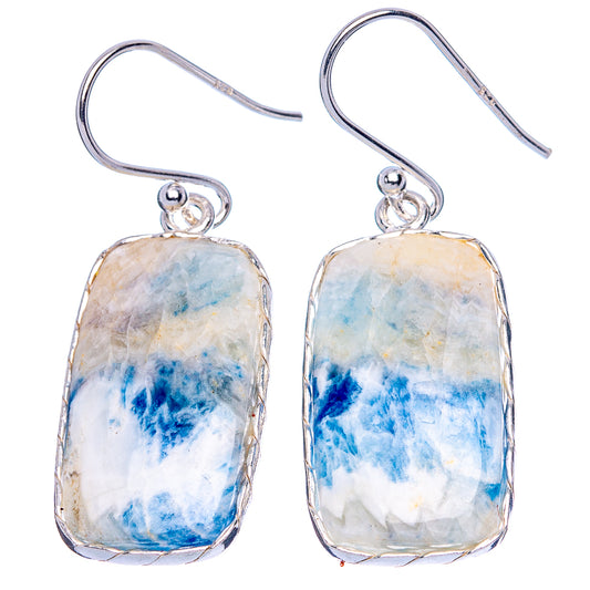 Blue Scheelite Earrings 1 1/2" (925 Sterling Silver) E1918