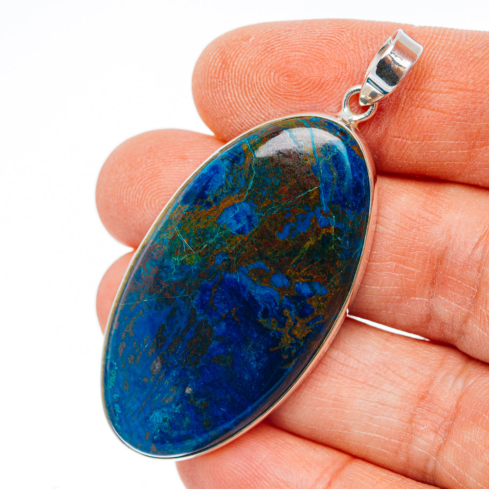 Huge Premium Azurite Pendant 2 1/4" (.925 Sterling Silver)
