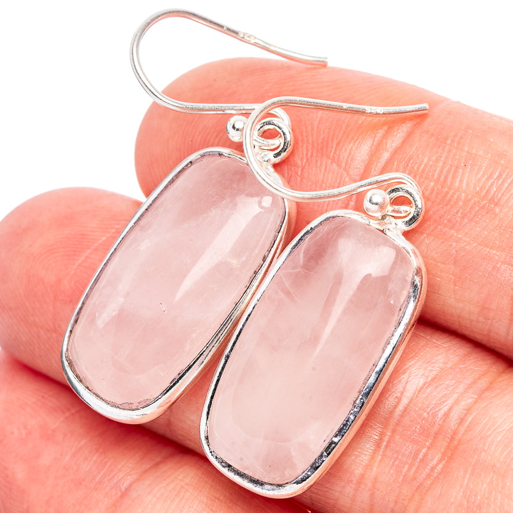 Rose Quartz Earrings 1 1/2" (925 Sterling Silver) E2334