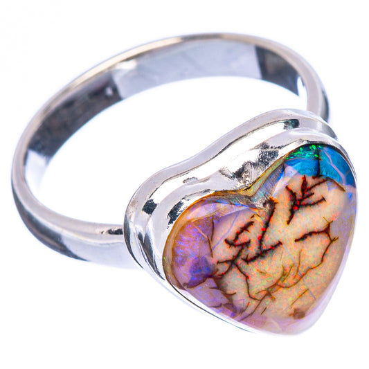 Rare Sterling Opal Heart Ring Size 7.5 (925 Sterling Silver) R2283