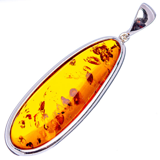 Baltic amber pendant in oval setting with .925 sterling silver bail