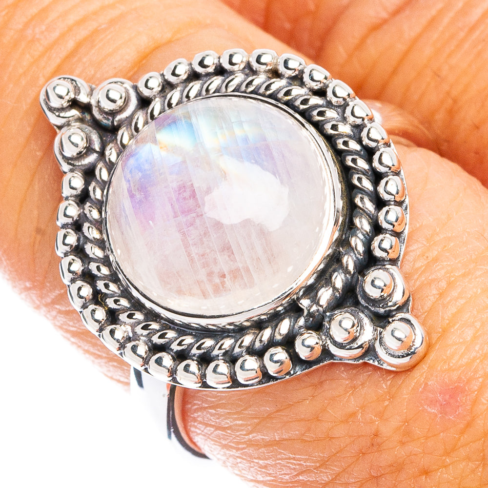 Premium Rainbow Moonstone Ring Size 8 (925 Sterling Silver) R8077