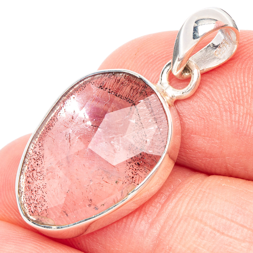 Tourmalinated Quartz Pendant 1 1/8" (925 Sterling Silver) P44440