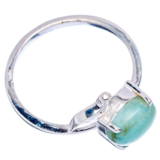 Sterling silver bird ring with oval amazonite and openwork side, size 6.5