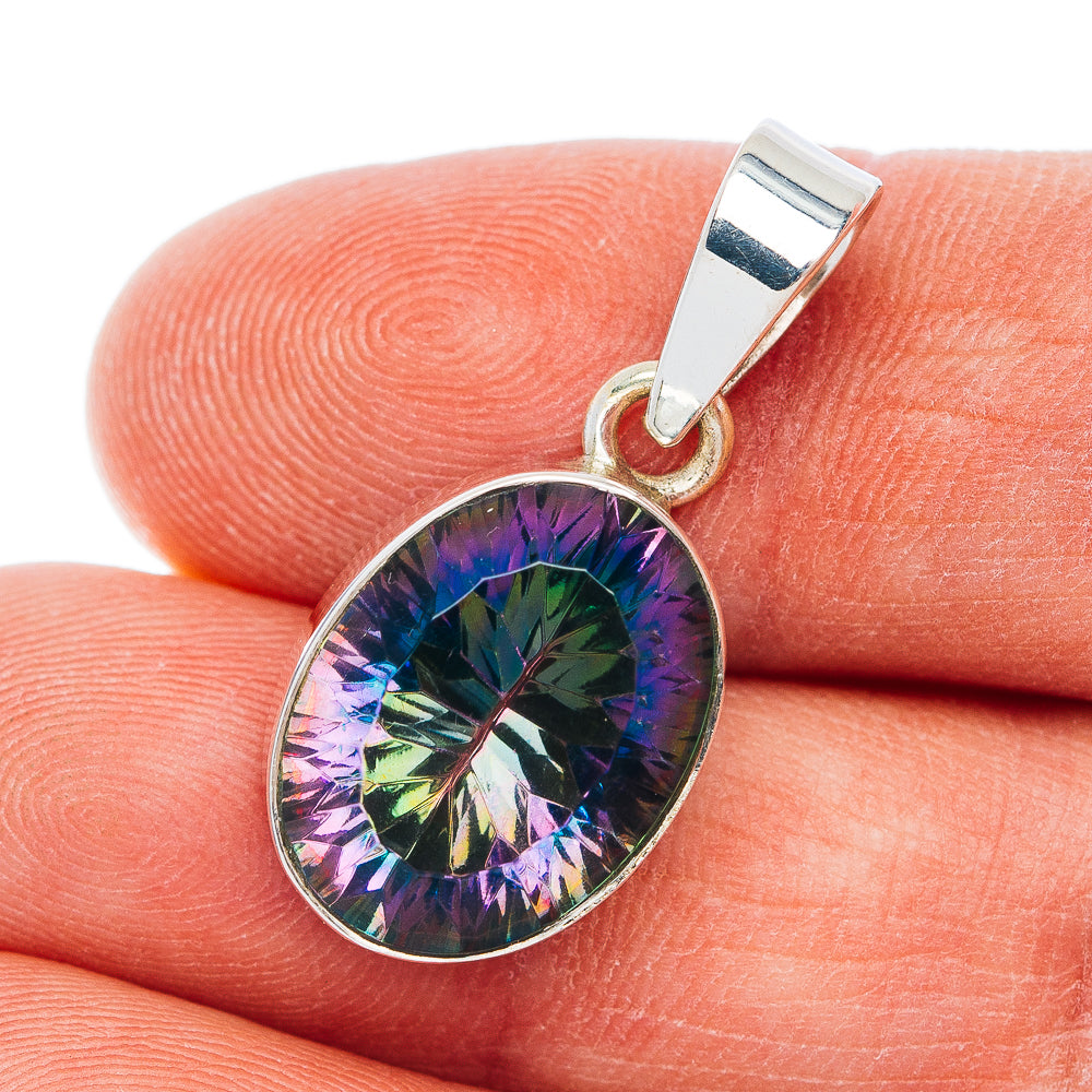 Premium Mystic Topaz Pendant 1 1/8" (.925 Sterling Silver)
