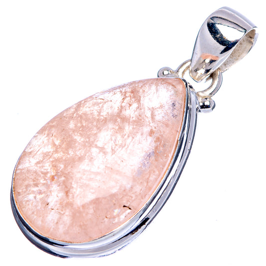 Rose quartz teardrop pendant in .925 sterling silver with polished bail