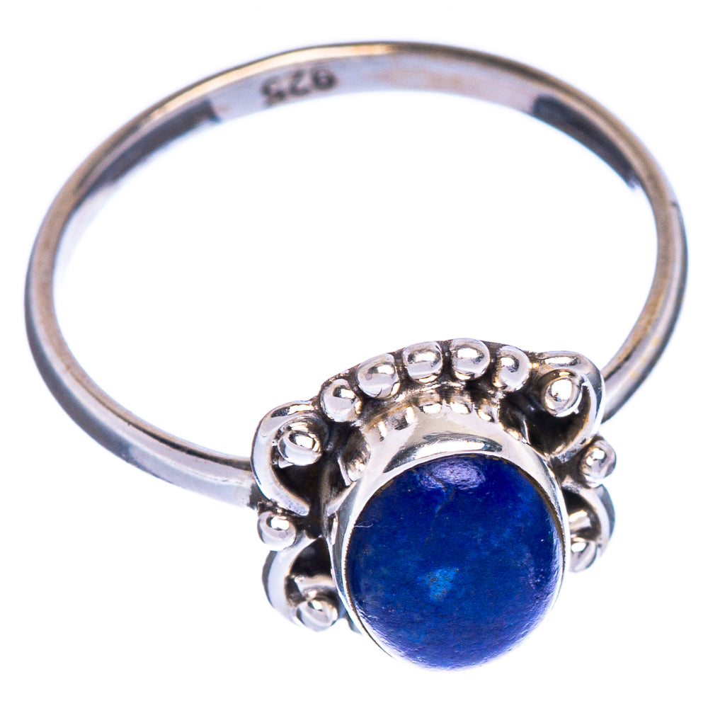 925 sterling silver dainty ring, size 6.25, with blue lapis cabochon