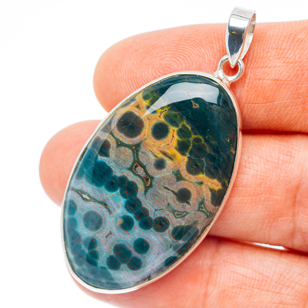 Premium Ocean Jasper Pendant 2" (.925 Sterling Silver)