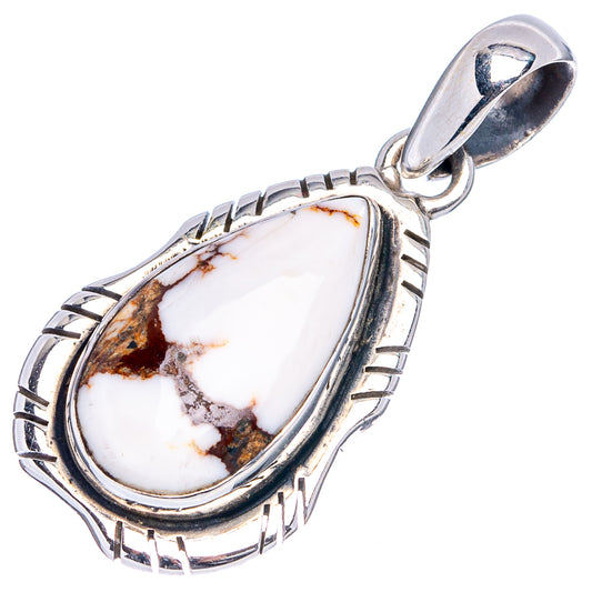 Sterling silver teardrop jasper pendant with white stone and brown veining