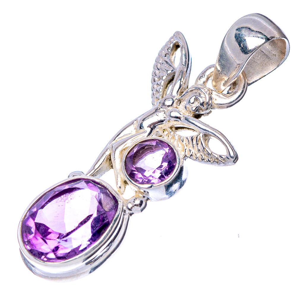 Faceted Amethyst Fairy Pendant 1 3/8" (925 Sterling Silver) P41091