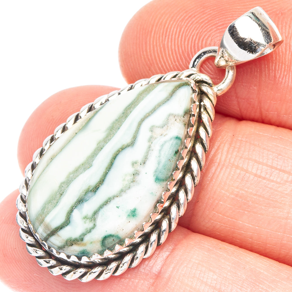 Green Zebra Jasper Pendant 1 1/2" (925 Sterling Silver) P43979