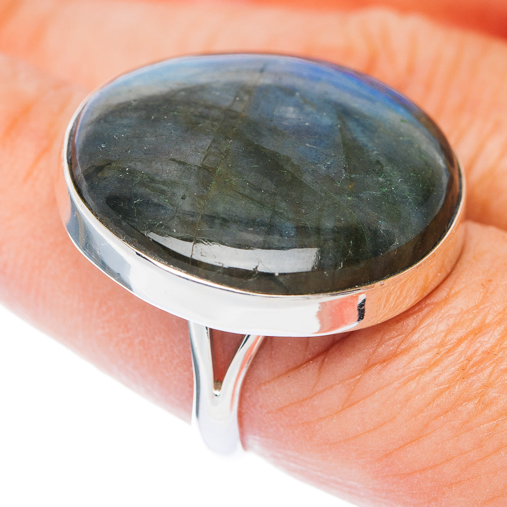 Large Premium Spectrolite Ring Size 9 (.925 Sterling Silver)