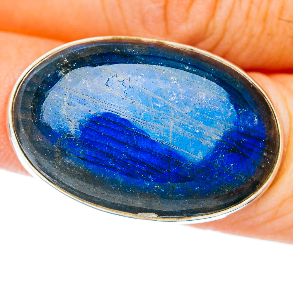 Premium Labradorite Ring Size 6.5 Adjustable (.925 Sterling Silver)