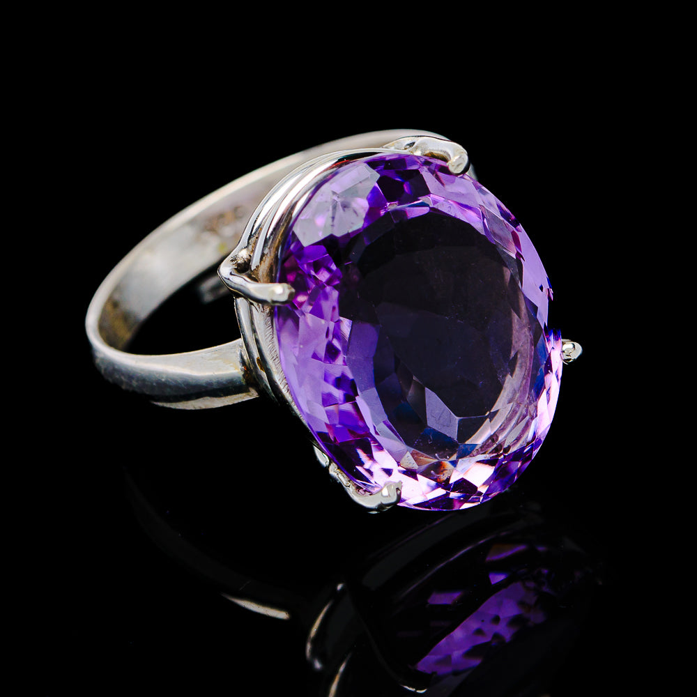 12.52ct Faceted Brazilian Amethyst Ring Size 9.75 (.925 Sterling Silver)