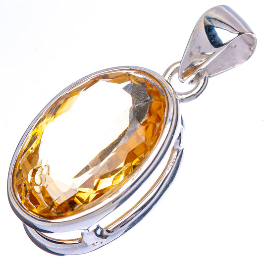 Faceted Citrine Pendant 1 1/4" (925 Sterling Silver) P43040