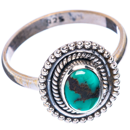 Tibetan Turquoise Dainty Ring Size 7.75 (925 Sterling Silver) R5986