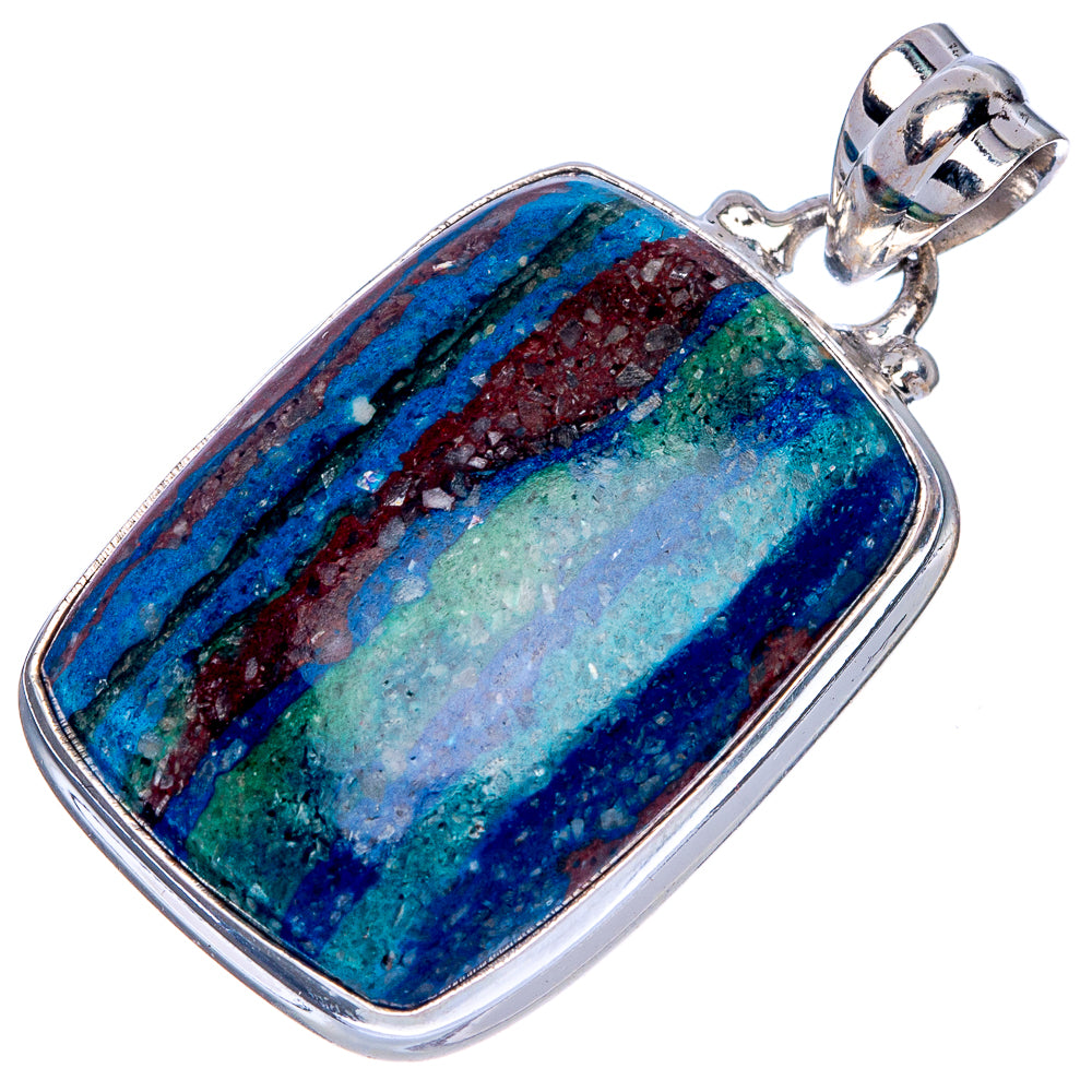 Rainbow Calsilica Pendant 1 3/8" (925 Sterling Silver) P40121