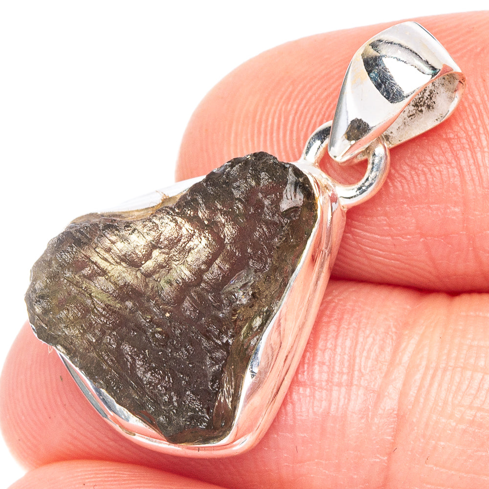 Rare Moldavite Pendant 1" (925 Sterling Silver) P43942