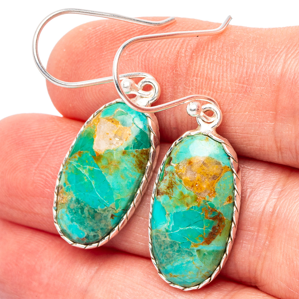 Kingman Turquoise Earrings 1 1/2" (.925 Sterling Silver)
