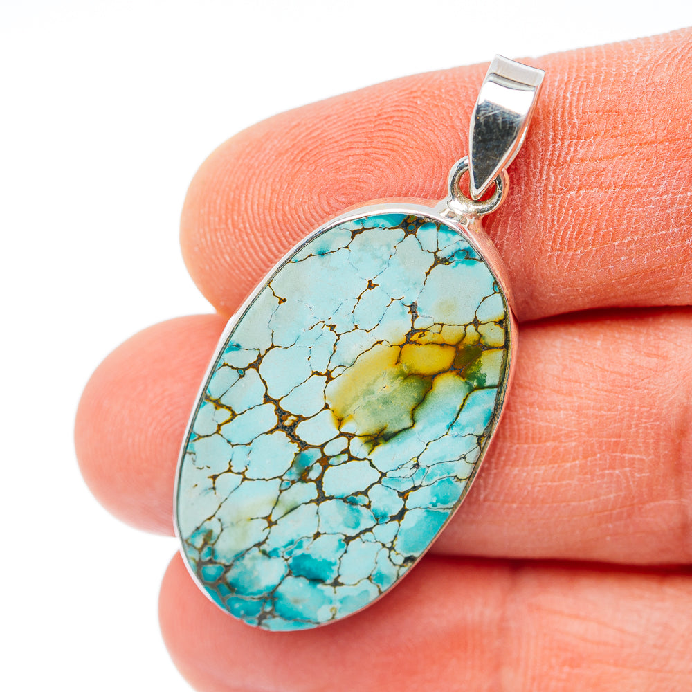 Premium Tibetan Turquoise Pendant 1 3/4" (.925 Sterling Silver) Carat