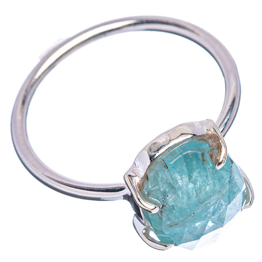 Oval aquamarine ring on polished silver band, prong-set bezel mount; size 9.25