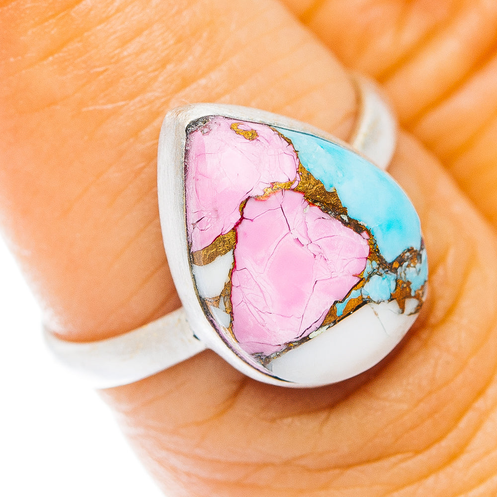 Cotton Candy Dahlia Turquoise Ring Size 7 (.925 Sterling Silver)