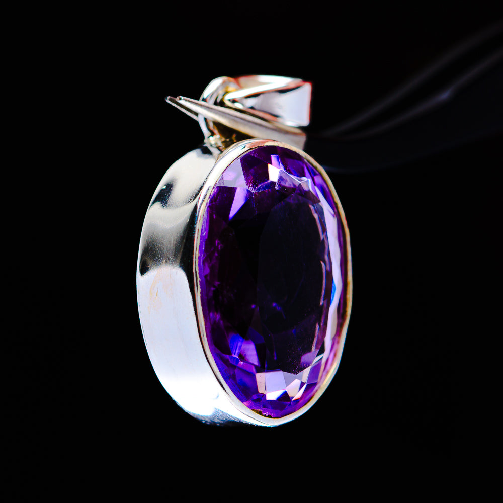 13.91ct Premium Faceted Amethyst Pendant 1" (.925 Sterling Silver)