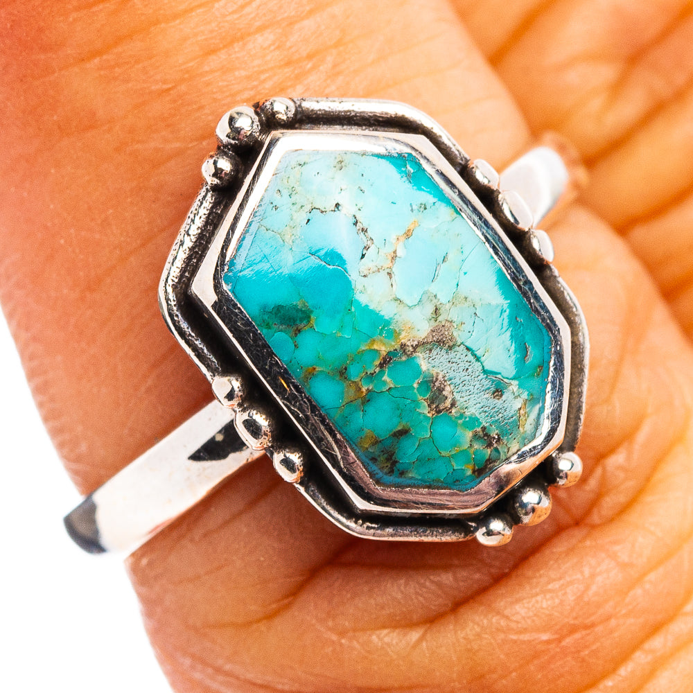 Native Style Mohave Turquoise Ring Size 6.75 (.925 Sterling Silver)