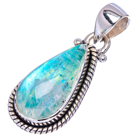 925 sterling silver moonstone pendant with teardrop green-blue opal-like stone