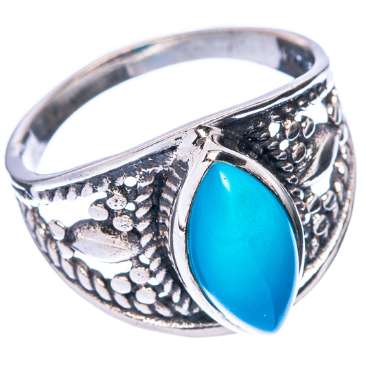 Aqua Chalcedony Dainty Ring Size 6.75 (925 Sterling Silver) R5958