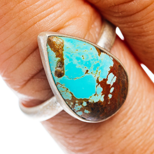 Number 8 Mine Turquoise Ring Size 9 (.925 Sterling Silver)