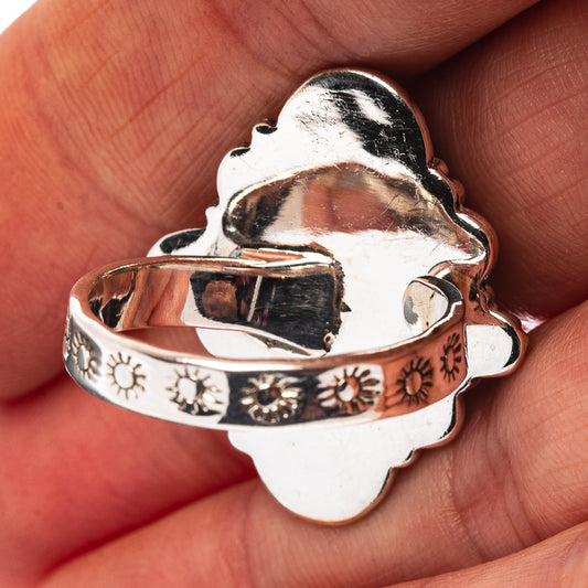 Exclusive Southwestern Style Hubei Turquoise Ring Size 9 Adjustable (.925 Sterling Silver)