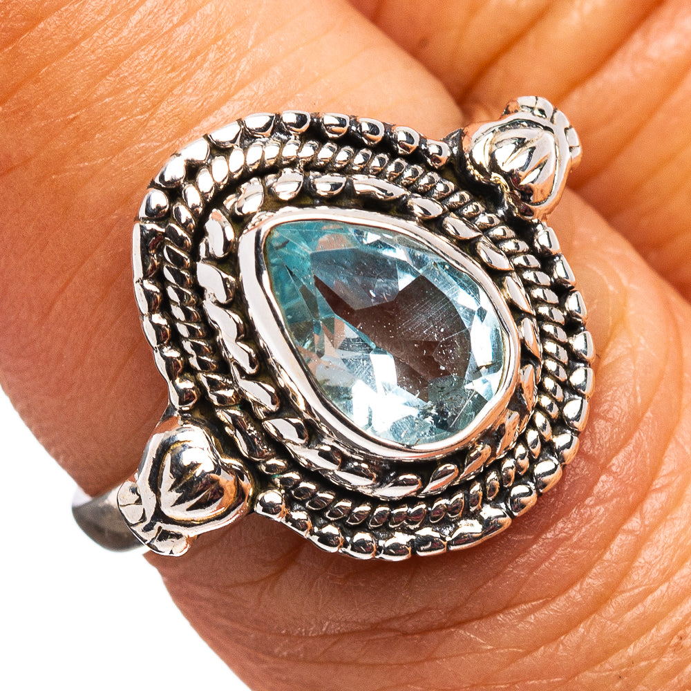 Blue Topaz Ring Size 6.5 (.925 Sterling Silver)